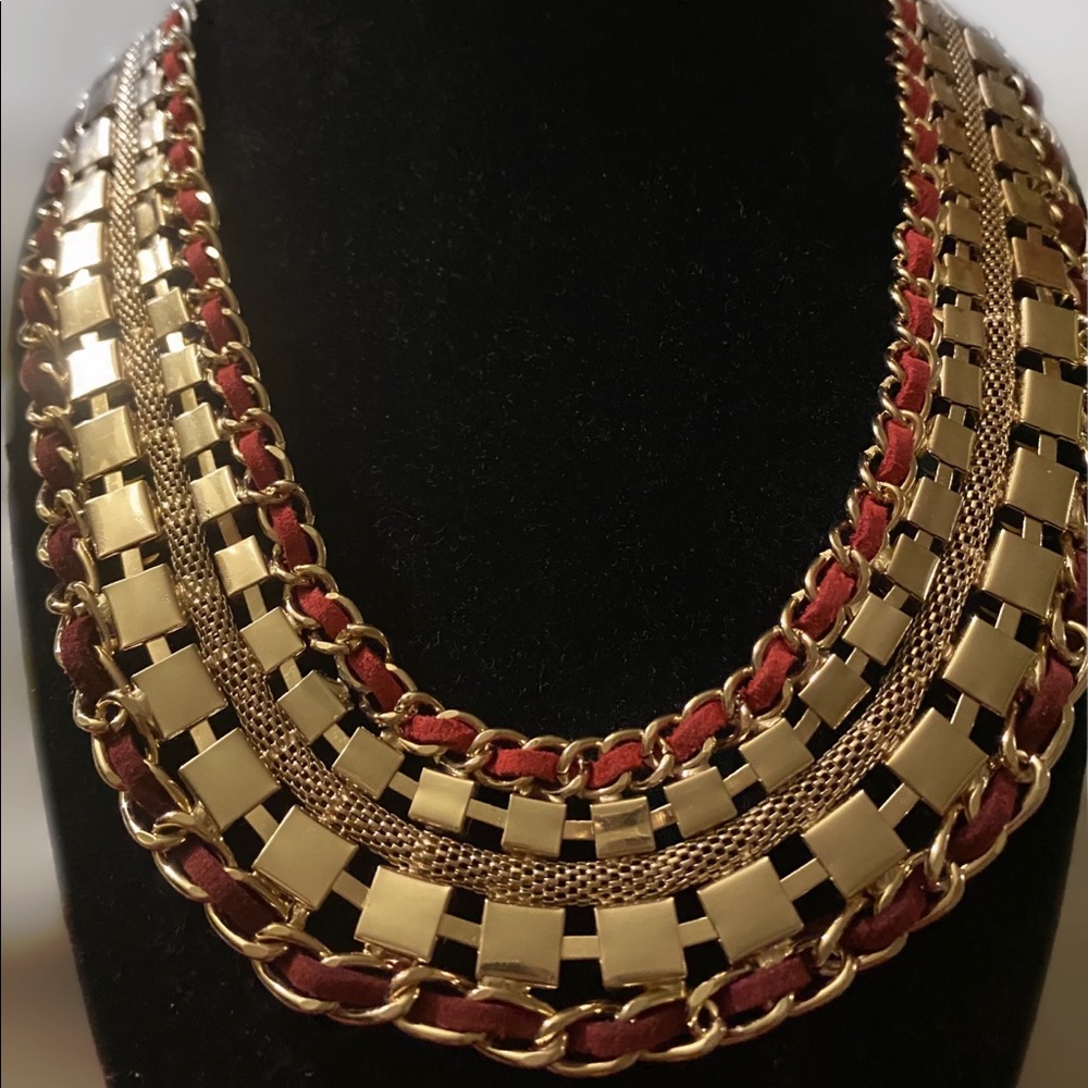 Leather and Rhinestone Necklace Set - Picture 2 of 2